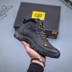 Bota CAT Coturno Preto Palmilha Borracha Alta Densidade Couro Sintético Masculino Promoção 38 ao 46