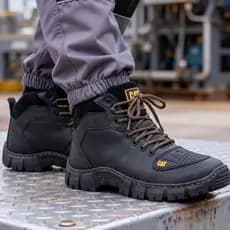 Bota CAT Coturno Preto Masculino PalmilhaBorracha Alta Densidade Couro Sintético 38 ao 46 Promoção