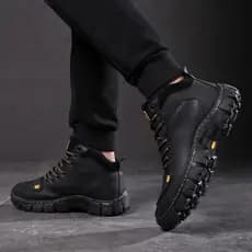 Bota CAT Coturno Preto Masculino Couro Sintético Palmilha Borracha Alta Densidade Promoção 38 Ao 46