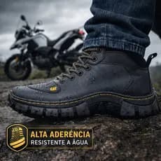 Bota Coturno Masculina CAT Preto Palmilha Borracha Alta Densidade Promoção Couro Sintético 38 ao 46