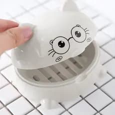 Saboneteira Infantil de Gatinho Porta Sabão de Plástico para Crianças Multiuso