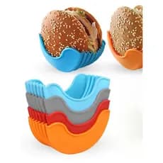 Suporte para Hamburguer Lanche Kit em Silicone Plástico Lavável Higiênico Multiuso Fácil