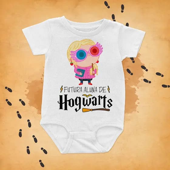 Roupa Body Bebê Personalizado - Futuro Aluno de Hogwarts - Luna