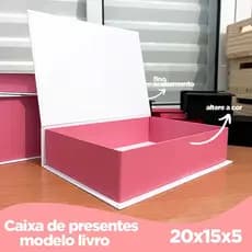 Caixa livro em Cartonagem 20x15x5 -  Caixa Presentes Padrinhos Namorados Batizados