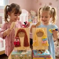 Boneca menina- Brinquedo sensorial Montessori-Brinquedo cabelo-boneca penteados