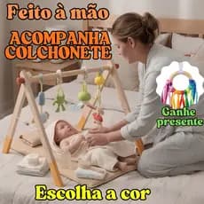 kit Ginásio cavalete Montessori madeira+colchão- tapete atividades- suporte móbile-quarto Montessori