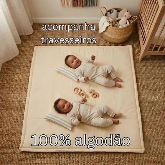 Tapete de tecido acolchoado infantil 100% algodão 1x1 + travesseiros colchonete de chão artesanal gold
