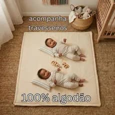 Tapete de tecido acolchoado infantil 100% algodão 1x1 + travesseiros colchonete de chão artesanal gold