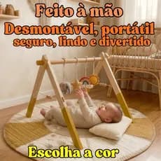 Cavalete atividades brinquedo bebê em madeira-tapete de atividades-móveis montessori-suporte móbile