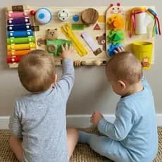 Painel Atividades bebê 24x60 - brinquedo madeira bebê- painel montessori infantil