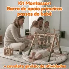 Móveis Montessori Kit Cavalete Ginásio atividades e Barra de apoio andador - móveis quarto bebê
