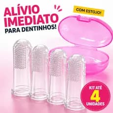 Kit até 4 Escova Dedeira Bebê Silicone Macio + Estojo | Alivia Gengiva Dentição