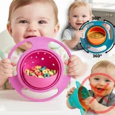 KIT 1 ou 2 UN Prato Mágico 360° Infantil Bebê Giratório Antivazamento – Gyro Bowl Introdução Alimentar