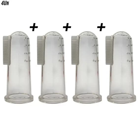 Kit 2 a 4 Escova De Dentes Infantil Dedeira De Dedo C/ Cerdas Macias De Silicone P/ Bebês