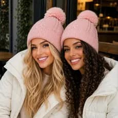 Touca De Inverno Feminina Forrada Peluciada Térmica Com Pompom Toca