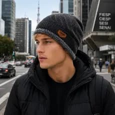 Touca de Inverno Masculino Forrada com Pelinho  Térmica Tamanho Único