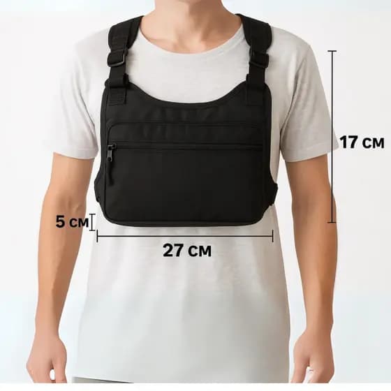 Pochete Peito Colete Tático Ajustável  Masculina Feminina Urbano Multifuncional