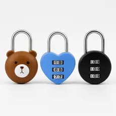 Cadeado com Senha 3 Dígitos Urso Coração Redondo – Trava para Mala, Mochila e Armário