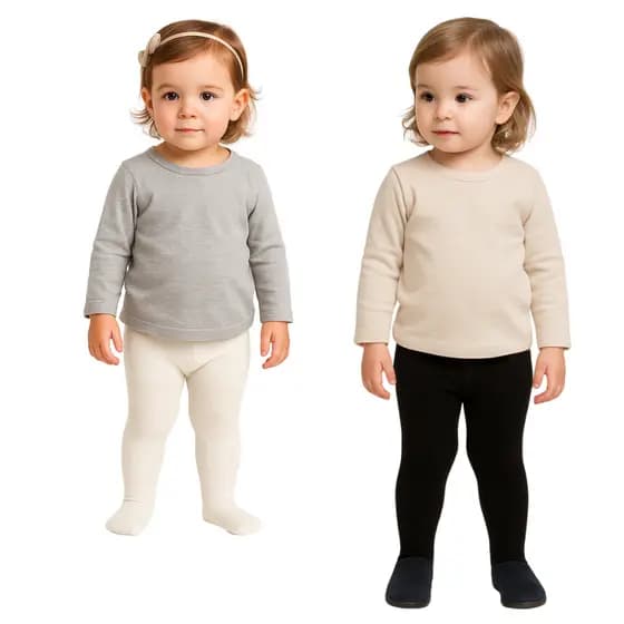 Kit 2 Meia Calça Infantil de Algodão Quentinhas para Inverno