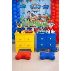 cômoda mesa fake decoração festa..mini# azul e amarelo.infantil.