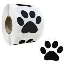 1.5 " Redondo Preto Urso Pata Impressão Adesivos Cão Filhote De Cachorro 500 Peças Por Rolo