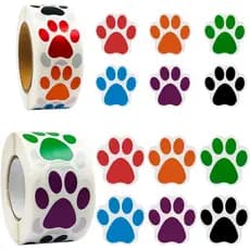 2 Rolos De 1000 Peças De Adesivos Com Estampas De Pata De 1 Polegada E 1.5 Polegadas Etiquetas Autoadesivas Coloridas Ca