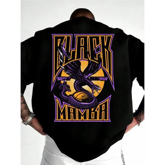 Camiseta Oversized Black Mamba Kobe Bryant Estampa Streetwear Lakers NBA Unissex Camisa Lisa