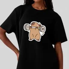 Camisão Feminina Oversized Estampado Capivara Fitness Treino Academia Gym  StreetWear