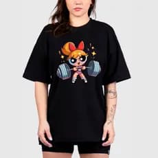 Camisão Feminino Treino T-Shirt Meninas Super poderosas Academia Gym Blusão Algodão Florzinha