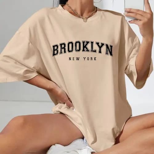 Camisão Camisa Feminina 100% Algodão Lançamento Brooklyn New York Oversized Streetwear