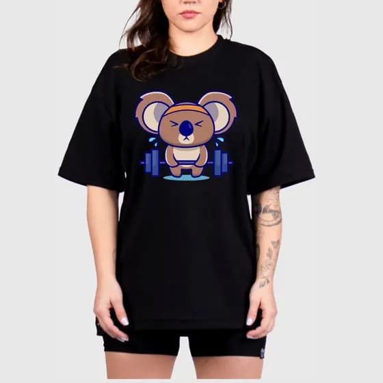 Camisão Camiseta Feminina Oversized Academia Larguinha Treino Gym Koala Fitness