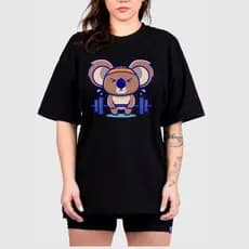 Camisão Camiseta Feminina Oversized Academia Larguinha Treino Gym Koala Fitness