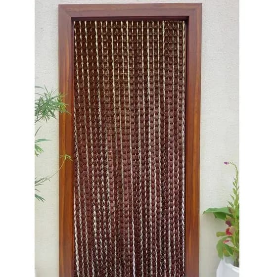 Cortina Italiana para Porta - Tiras Plástica Cores Lisas MARROM - QUALIDADE PREMIUM - 2,10x0,82