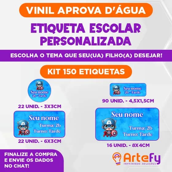 150 Etiquetas Escolares Personalizadas – Vinil Leitoso à Prova d’Água – Adesivos Resistentes – Produção e Envio Rápido