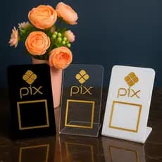 Placa Pix de Acrílico com QrCode De Mesa Balcão c/ base - Envio Imediato