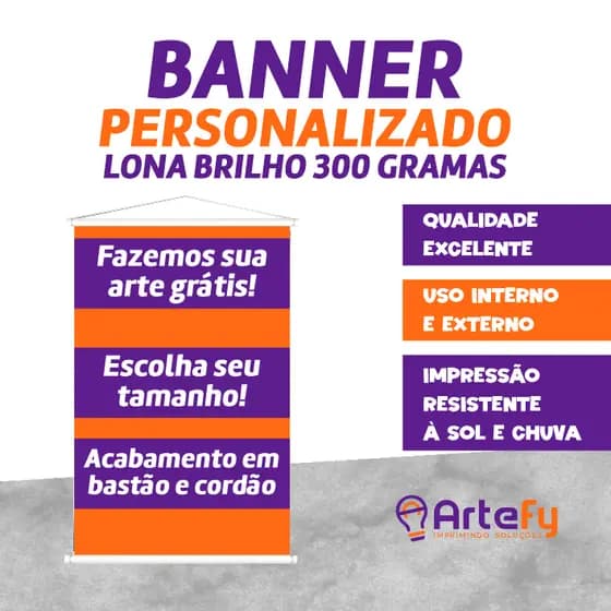 Banner Personalizado com Foto, Logo ou Sua Arte em Lona ALTA QUALIDADE