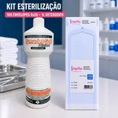 Detergente Enzimático 1L 100 Envelope Para Esterilização 9x26cm KIT manicure alicate cutícula