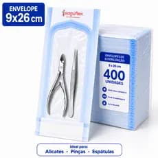 400 Envelopes para Esterilização em Autoclave 9x26cm manicure alicate cutícula