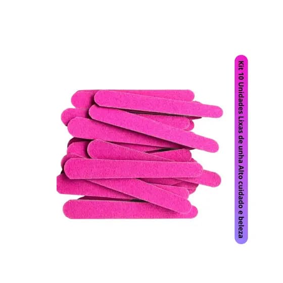 Kit 10 Unidades Lixa de unha profissional cor rosa para manicure pink Kit-10