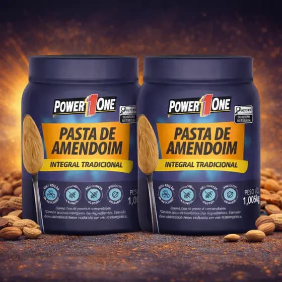 Kit 2 Pasta de Amendoim Integral POWER ONE 1KG PowerOne