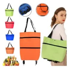 Foldable shopping bag with wheels for market