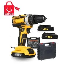 Parafusadeira Furadeira de Impacto a Bateria Recarregável Sem Fio 48v 2 Baterias Com Maleta Completo