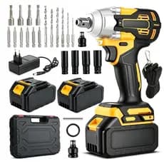 Chave de Impacto 48V Parafusadeira Furadeira Elétrica Sem Fio Com 2 Bateria Motor Brushless Kit Completo Acessórios