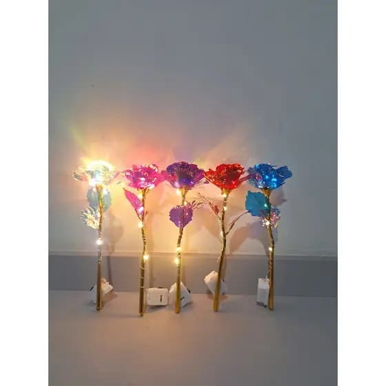 Mini Flor Artificial Rosa de Plastico Com Led Dias das Mães Namorados