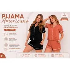 Kit 2 Pijama Americano Feminino Baby Doll Suede Confortável Maternidade
