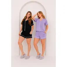 KIT 2 Pijama Americano Feminino Short Doll Maternidade Amamentação