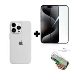 Case Branca + Película Vidro 3D iPhone XS 11 12 13 14 16 17 Pro Max - Nanclares