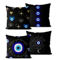Kit 4 Capas De Almofadas Decorativas 45x45 - Olho Grego