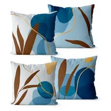 Kit 4 Capas de Almofadas Decorativas 45x45 - Folha Azul
