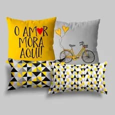 Kit capas 4 capas de almofadas quadrada e retangular